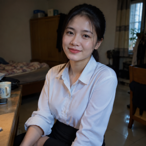 Người phụ nữ tự tin trong chiếc áo sơ mi nữ công sở màu xanh