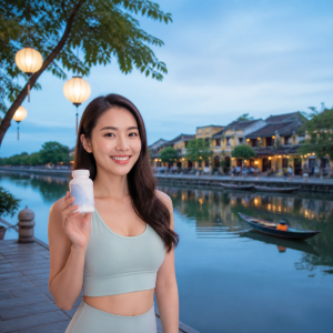 Người phụ nữ đang cầm chai men vi sinh phụ nữ BifidoLab