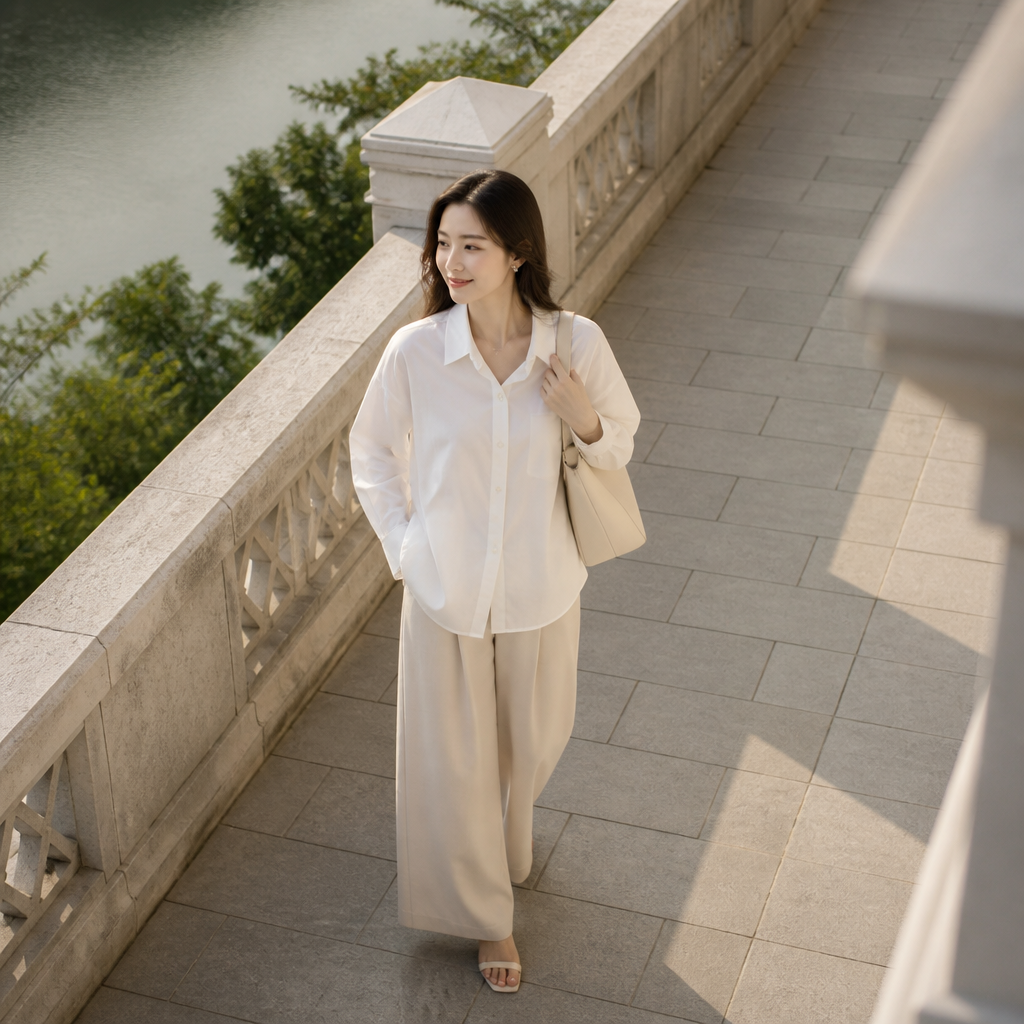 Hướng Dẫn Phối Đồ Áo Sơ Mi Công Sở Nữ Thanh Lịch & Trendy Nhất 2026 3 1.2. Phom dáng oversized và relaxed fit